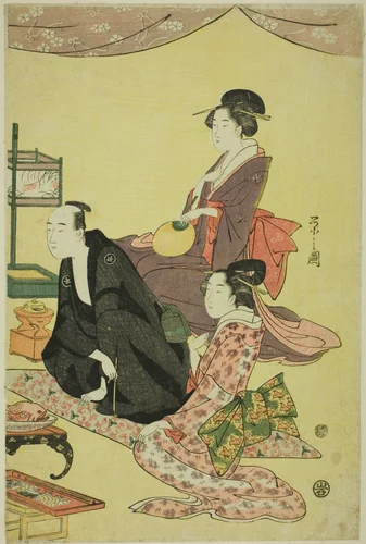 A Banquet Scene by Chobunsai Eishi, print, 1790-1800