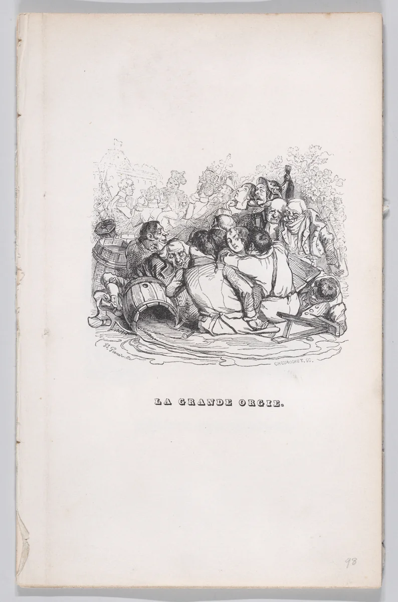 The Big Orgy, from "The Complete Works of Béranger" by J. J. Grandville, print, 1836
