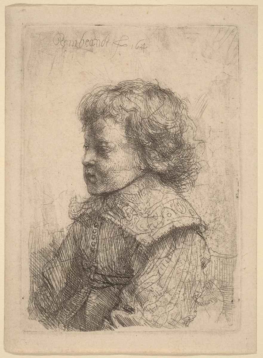Portrait of a Boy in Profile by Rembrandt van Rijn, print, 1641