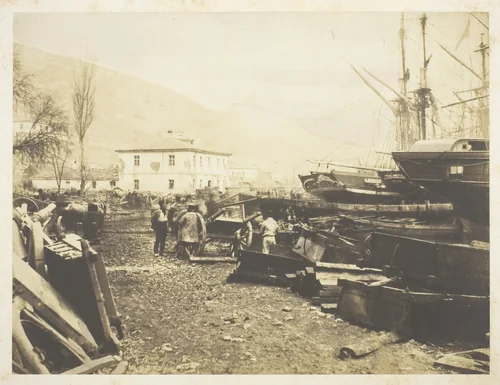 Landing Place, Ordnance Wharf, Balaklava by Roger Fenton, photograph, 1855