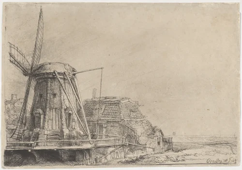 The Windmill by Rembrandt van Rijn, print, 1641