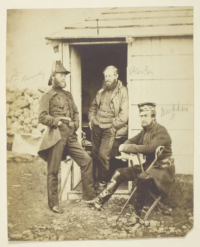 Sir Hy. Fk. Ponsonby (1825-1892) General; Thomas Hook Pearson (1806-1892) General; Fredrick Markham (1805-1855) General; Taken on the Field, Crimea by Roger Fenton, photograph, 1854-1855