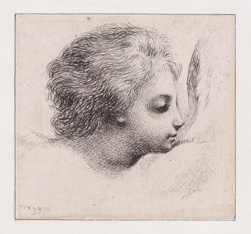 Head of a Cherub, after Guercino by Dominique Vivant Denon, print, 1765-1826