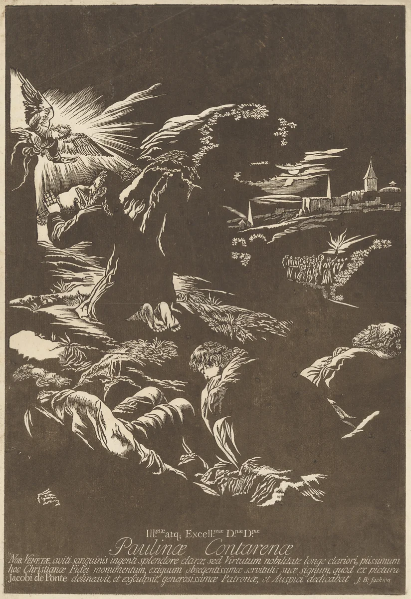 Christ on the Mount of Olives by John Baptist Jackson, print, 1743