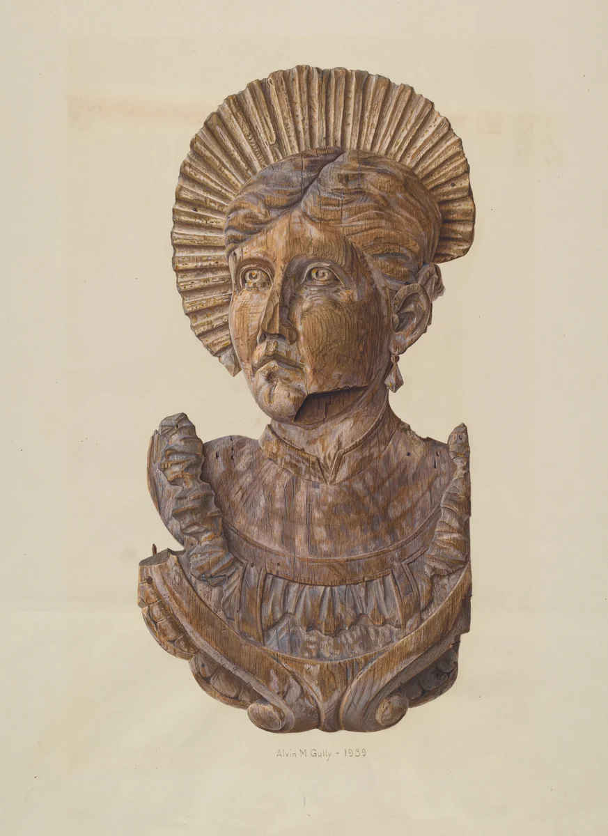 Head from Circus Wagon by Alvin M. Gully, index of american design, 1939