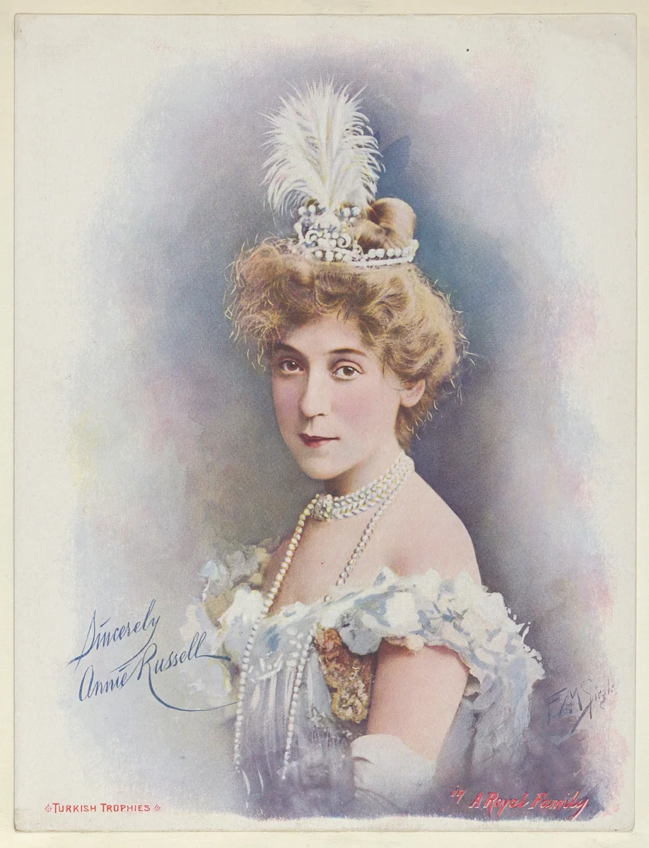 Annie Russell in A Royal Family, from the Actresses series (T1), distributed by the American Tobacco Co. to promote Turkish Trophies Cigarettes by Frederick Moladore Spiegle, print, 1900