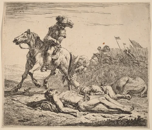 Battlefield by Karel Dujardin, print, 1652
