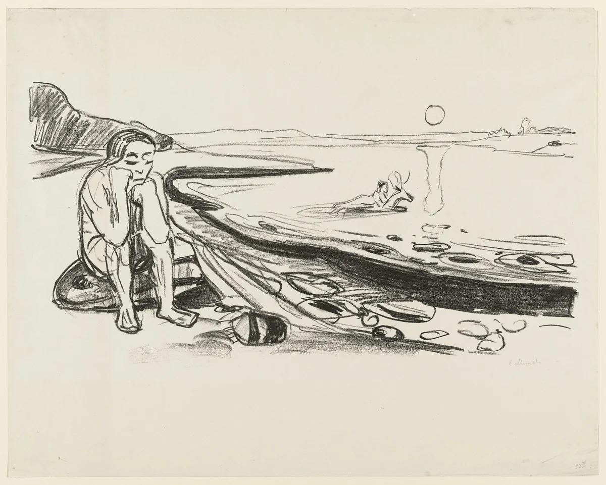 Omega's Flight (Omegas flukt) by Edvard Munch, print, 1908