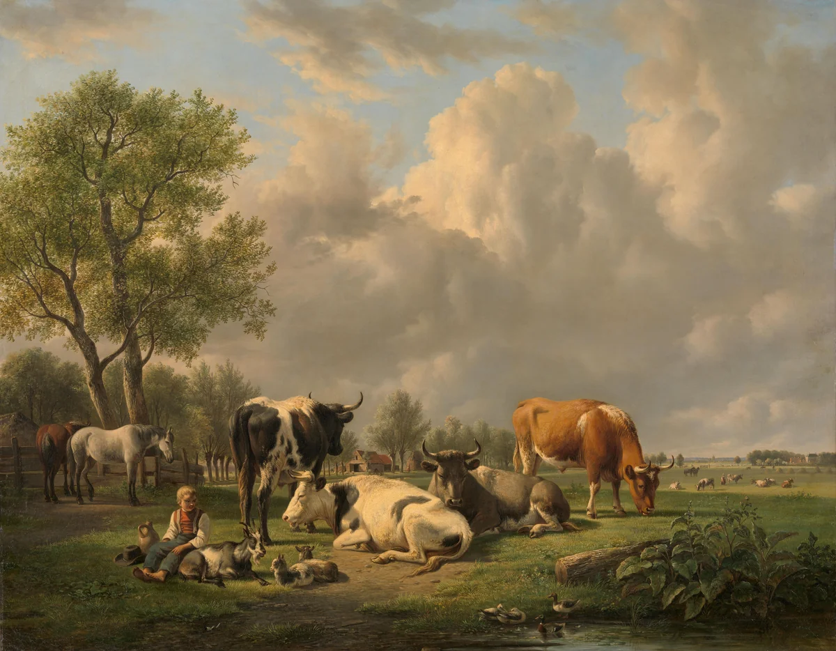 Meadow with Animals by Jan van Ravenswaay, painting, 1820-1837
