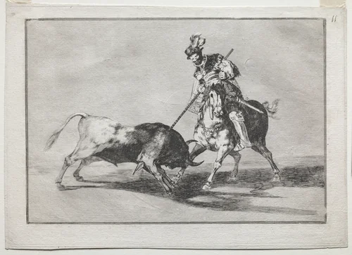The Cid Campeador Spearing Another Bull by Francisco de Goya, print, 1815-1816