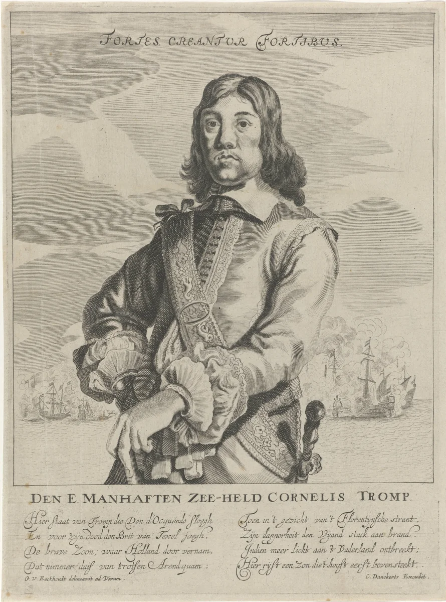Portret van Cornelis Tromp by Michiel Mosijn, print, 1640-1655