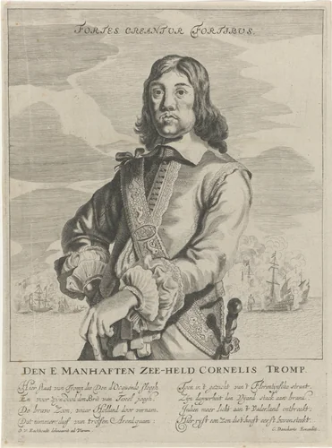 Portret van Cornelis Tromp by Michiel Mosijn, print, 1640-1655