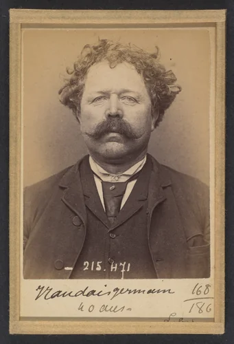 Naudet. Gervais. 40 ans, né à Echaleau (Côte-d'Or). Menuisier. Anarchiste. 10/3/94. by Alphonse Bertillon, photograph, 1894
