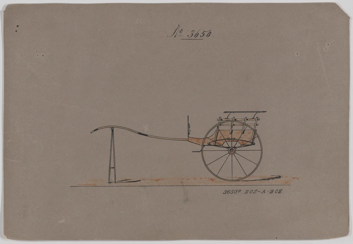 Slat Side Pony Cart #3650 by Brewster & Co., drawing, 1881