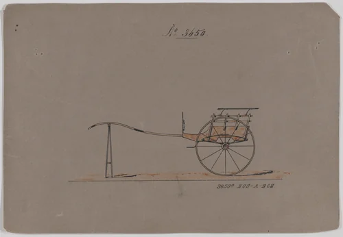 Slat Side Pony Cart #3650 by Brewster & Co., drawing, 1881