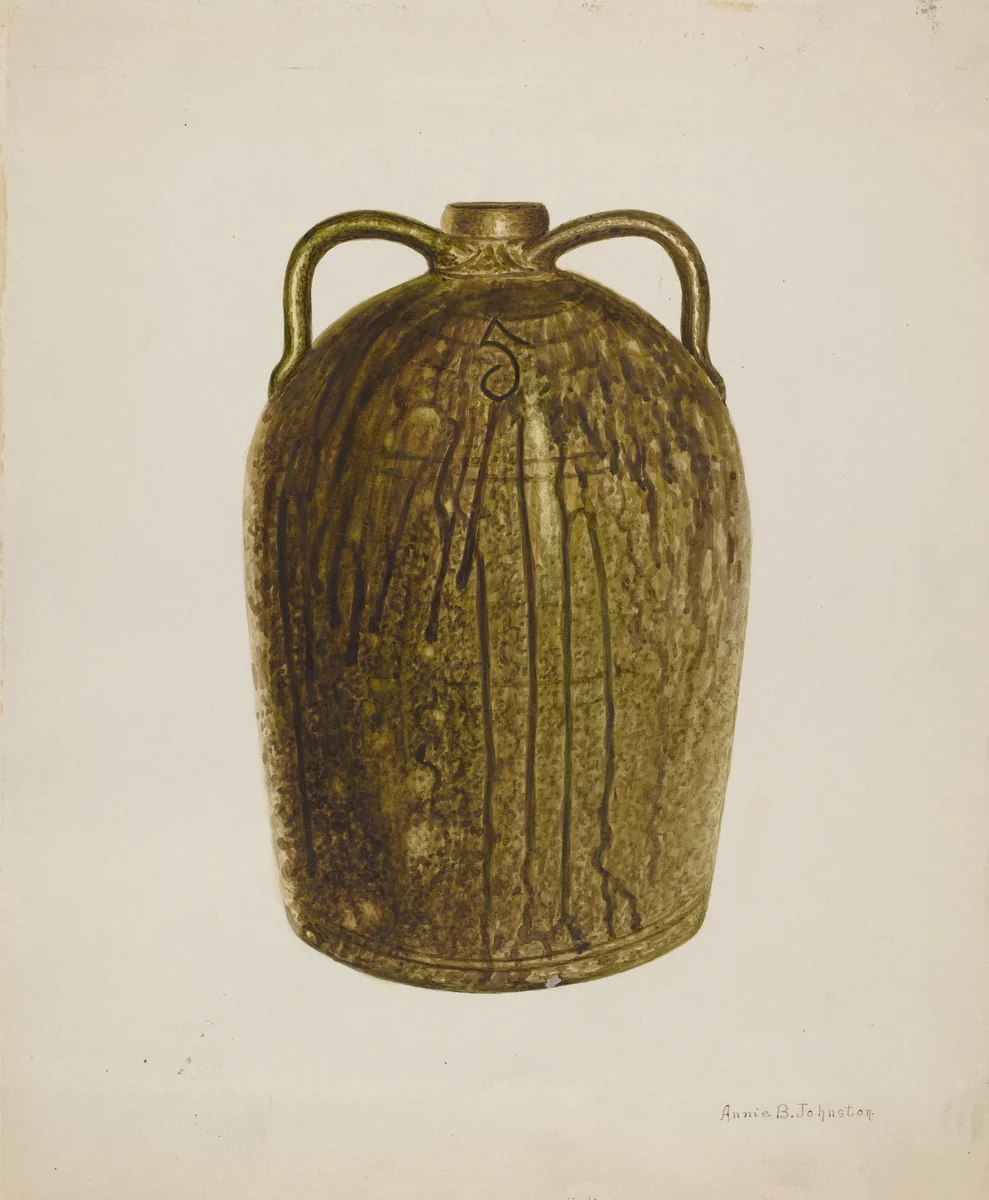 Stoneware Jug by Annie B. Johnston, index of american design, 1938