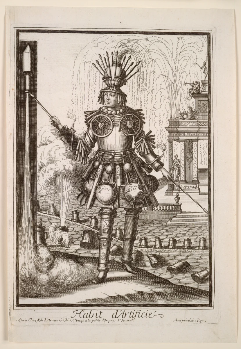 Fanciful Costumes: Costume of the Fireworks Maker by Nicolas de Larmessin II, print, 1685-1695