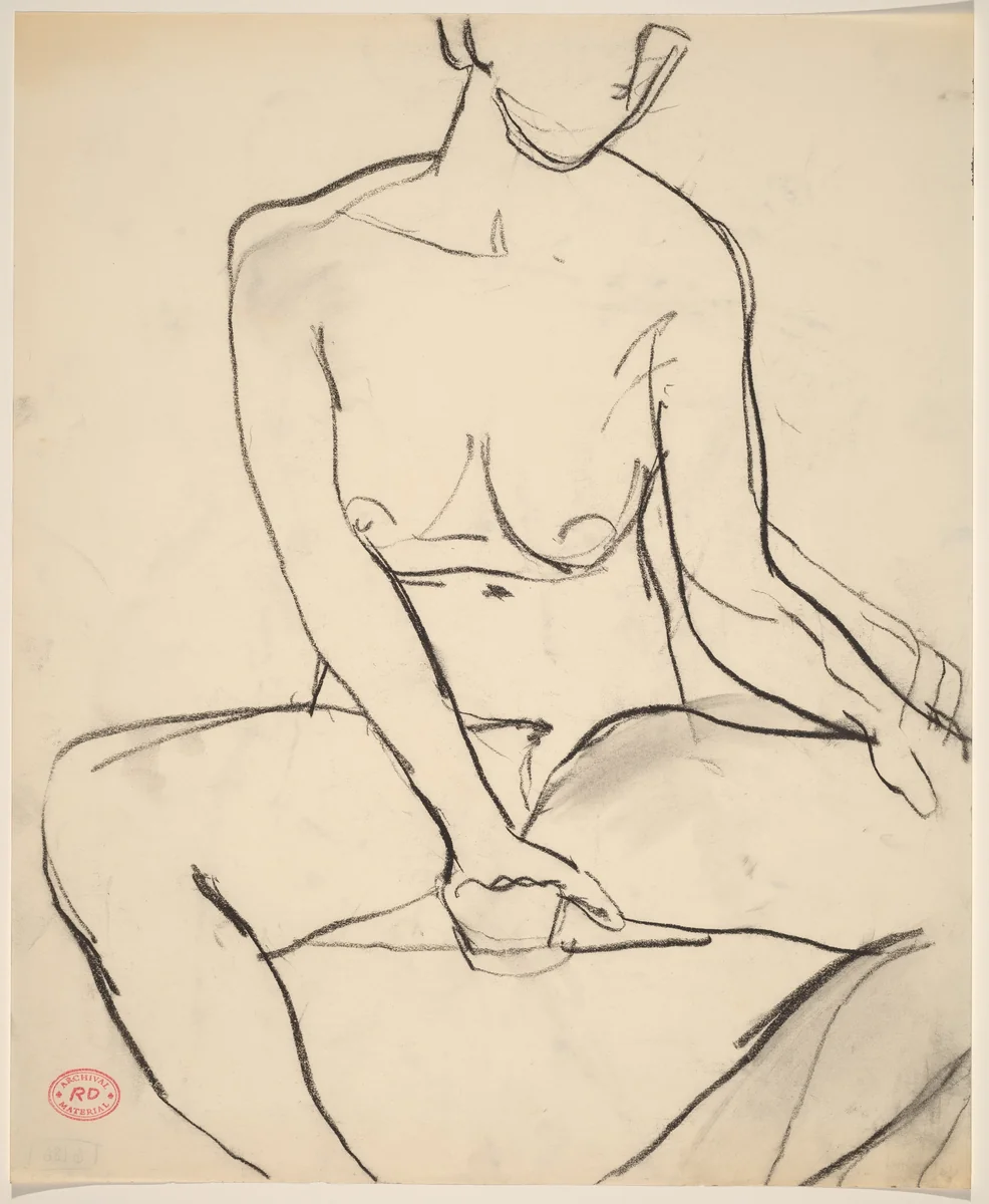 Untitled [seated female nude] by Richard Diebenkorn, drawing, 1955-1967