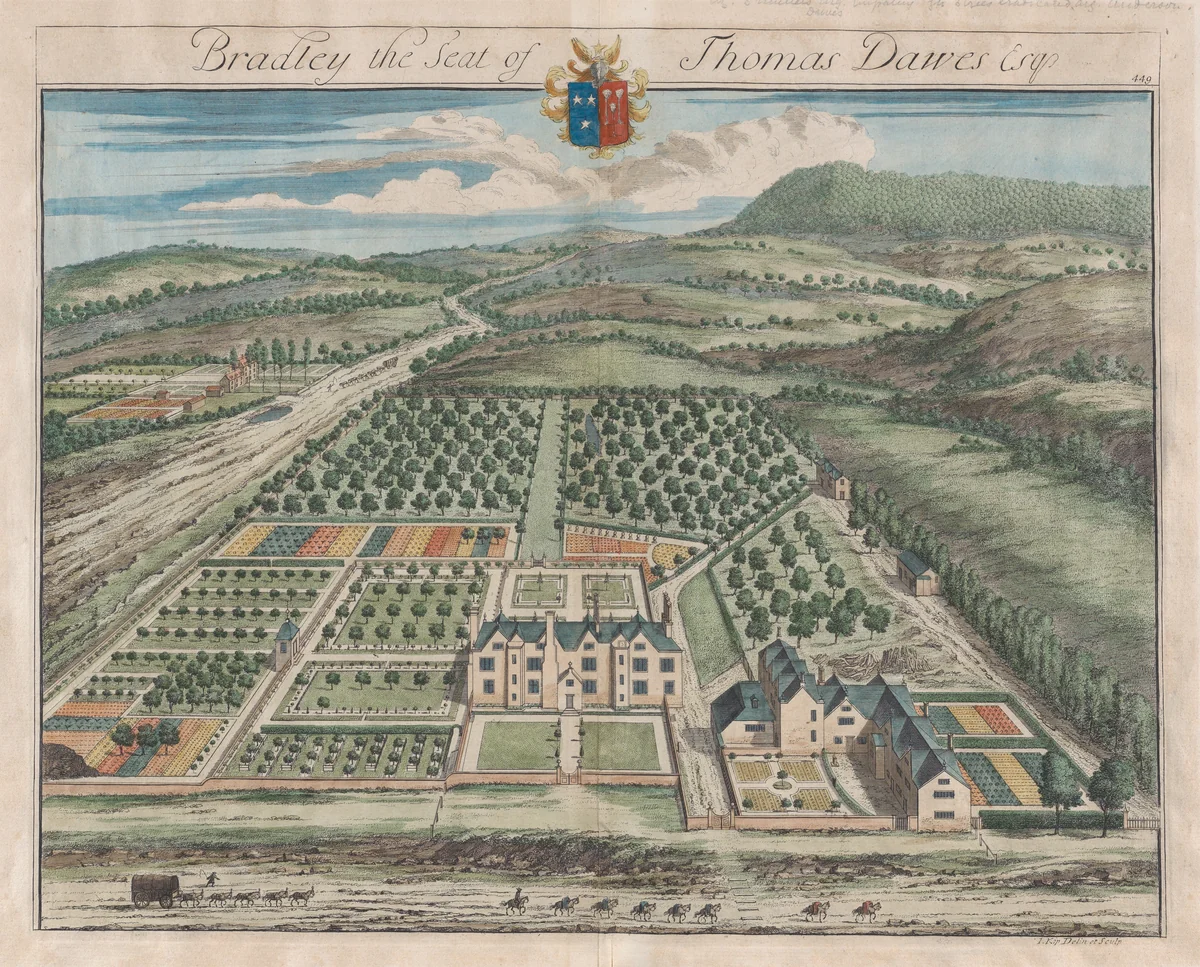 Bradley, The Seat of Thomas Dawes, plate 449 from "The Ancient and Present State of Gloucestershire" by Johannes Kip, print, 1712-1768