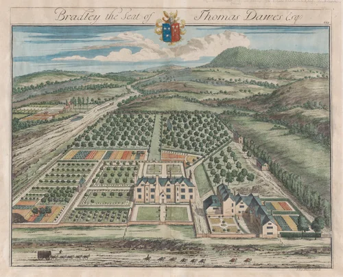 Bradley, The Seat of Thomas Dawes, plate 449 from "The Ancient and Present State of Gloucestershire" by Johannes Kip, print, 1712-1768