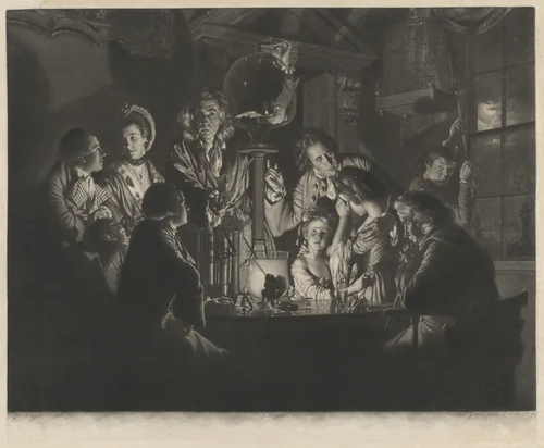 A Philosopher Shewing an Experiment on the Air Pump by Valentine Green, print, 1769