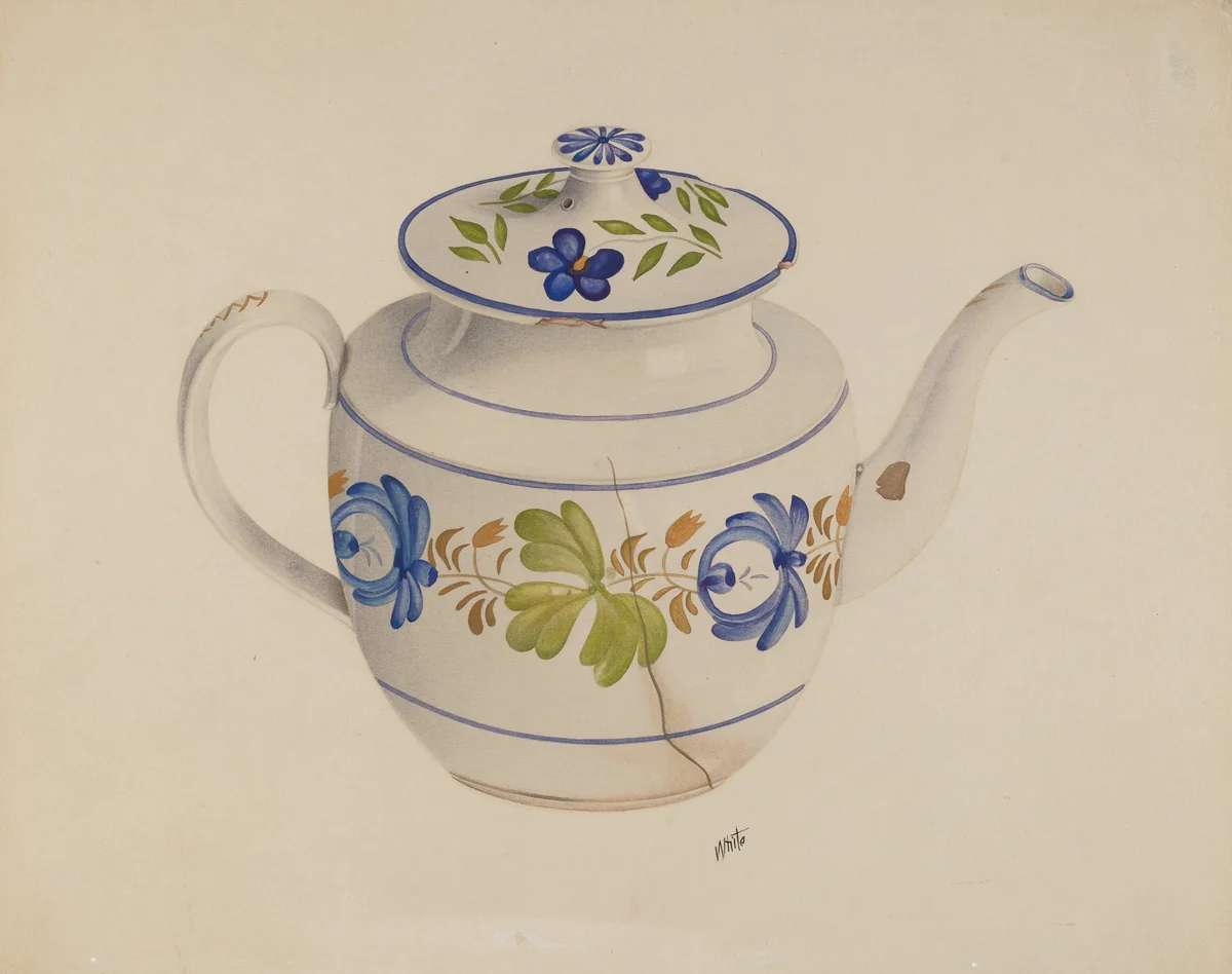 Teapot by Edward White, index of american design, 1938
