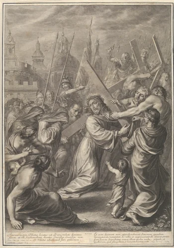 Christ Carrying the Cross, from The Passion of Christ, plate 17 by Grégoire Huret, print, 1664