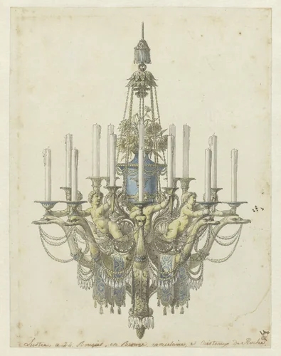Design for a chandelier by Jean Démosthène Dugourc, drawing, 1784