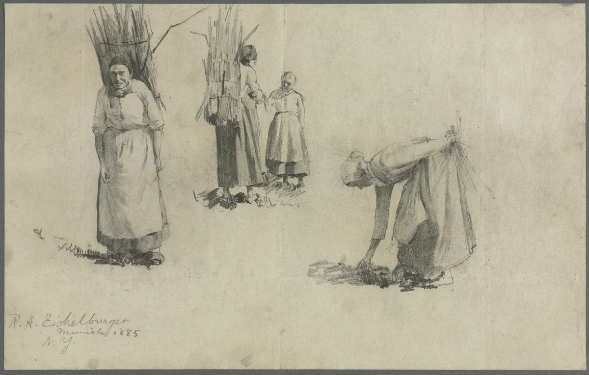 Bavarian Peasants by Robert A. Eichelberger, drawing, 1885