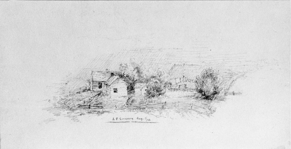 Country Scene with Cottages (from Cropsey Album) by Jasper Francis Cropsey, artwork, 1866
