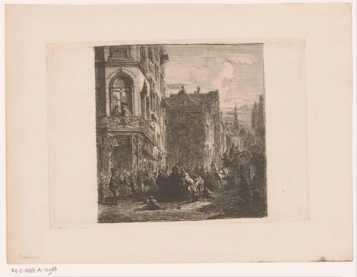 Carnavalsoptocht door de stad by Florent Nicolas Crabeels, print, 1754