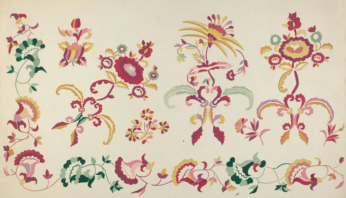 Embroidery from Bedspread by Majel G. Claflin, index of american design, 1935-1942