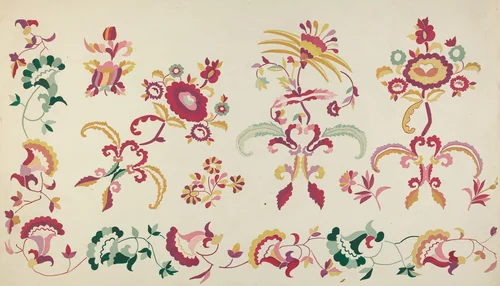 Embroidery from Bedspread by Majel G. Claflin, index of american design, 1935-1942