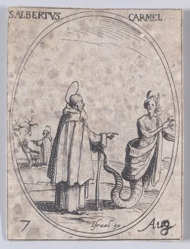 S. Albert, carmélite (St. Albert, Carmelite), August 7th, from "Les Images De Tous Les Saincts et Saintes de L'Année" (Images of All of the Saints and Religious Events of the Year) by Jacques Callot, print, 1636