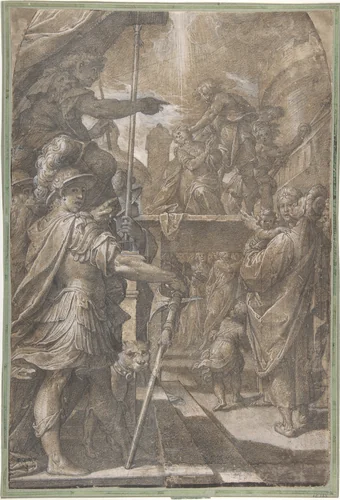 Martyrdom of a Female Saint (Agnes?) by Camillo Procaccini, drawing, 1605-1609