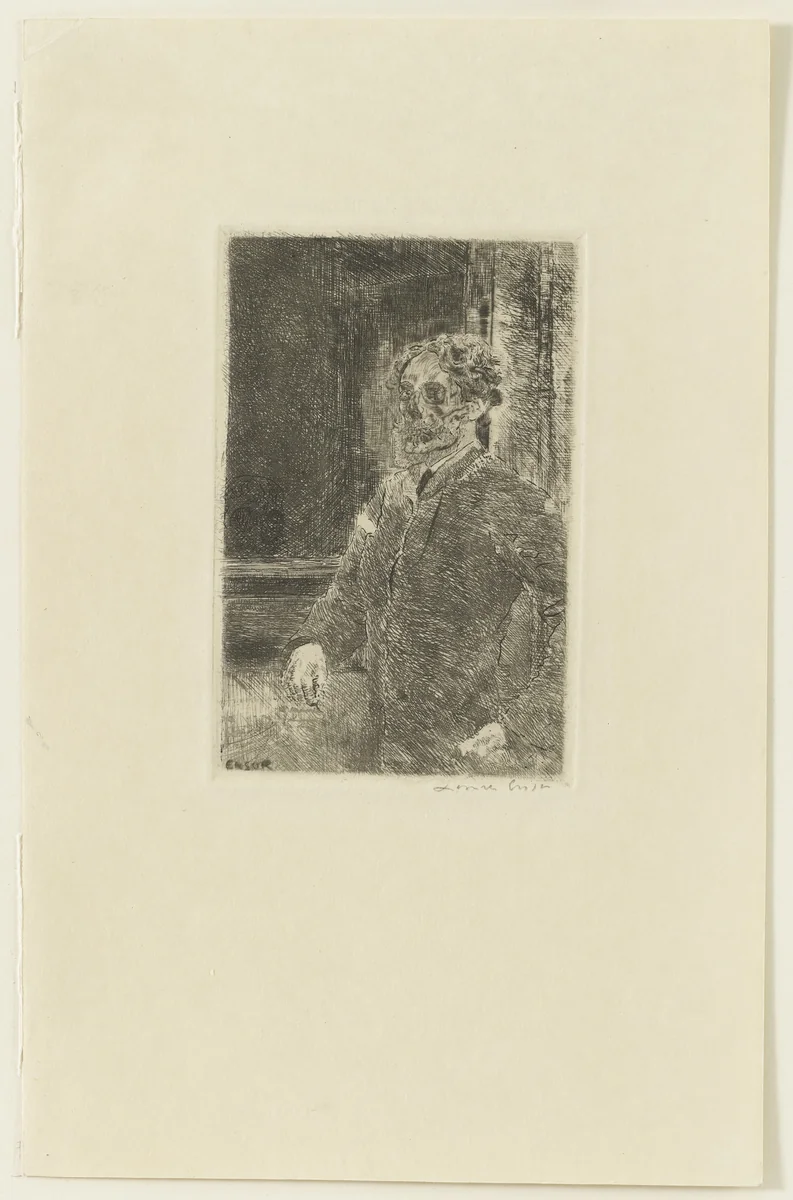 My Portrait as a Skeleton (Mon portrait squelettisé), state III by James Ensor, print, 1889