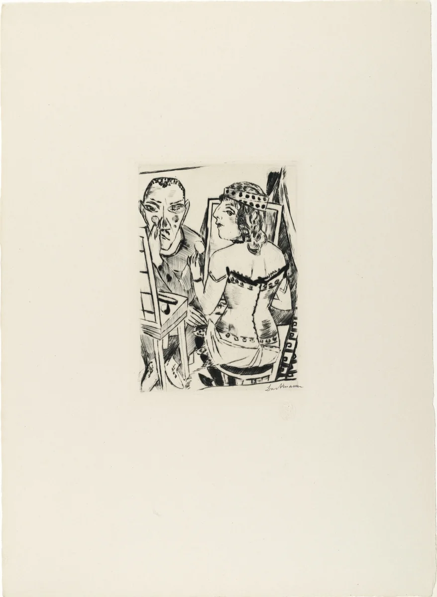 Dressing Room (Garderobe) from Annual Fair (Jahrmarkt) by Max Beckmann, print, 1921