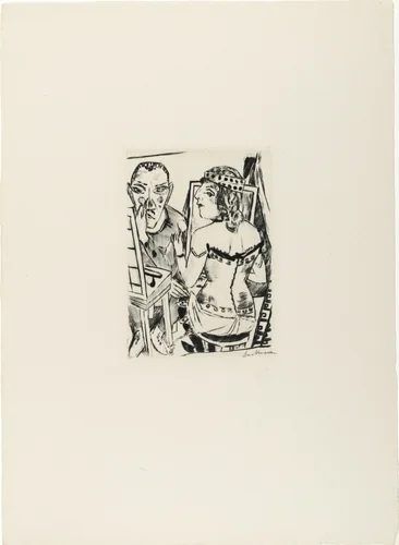 Dressing Room (Garderobe) from Annual Fair (Jahrmarkt) by Max Beckmann, print, 1921