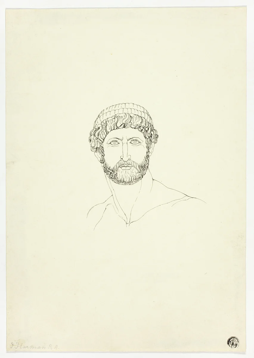 Bust of Bearded Man by John Flaxman, drawing, 1775-1826
