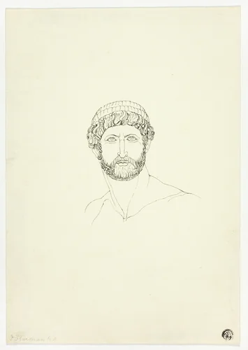 Bust of Bearded Man by John Flaxman, drawing, 1775-1826
