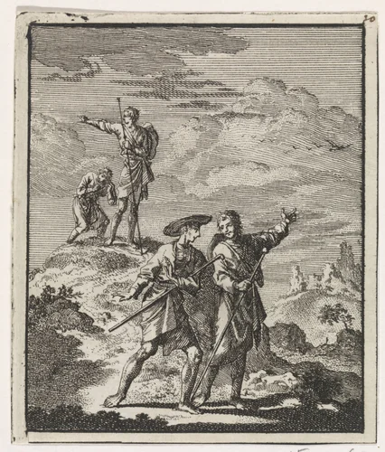 Pelgrims in een berglandschap by Jan Luyken, print, 1704