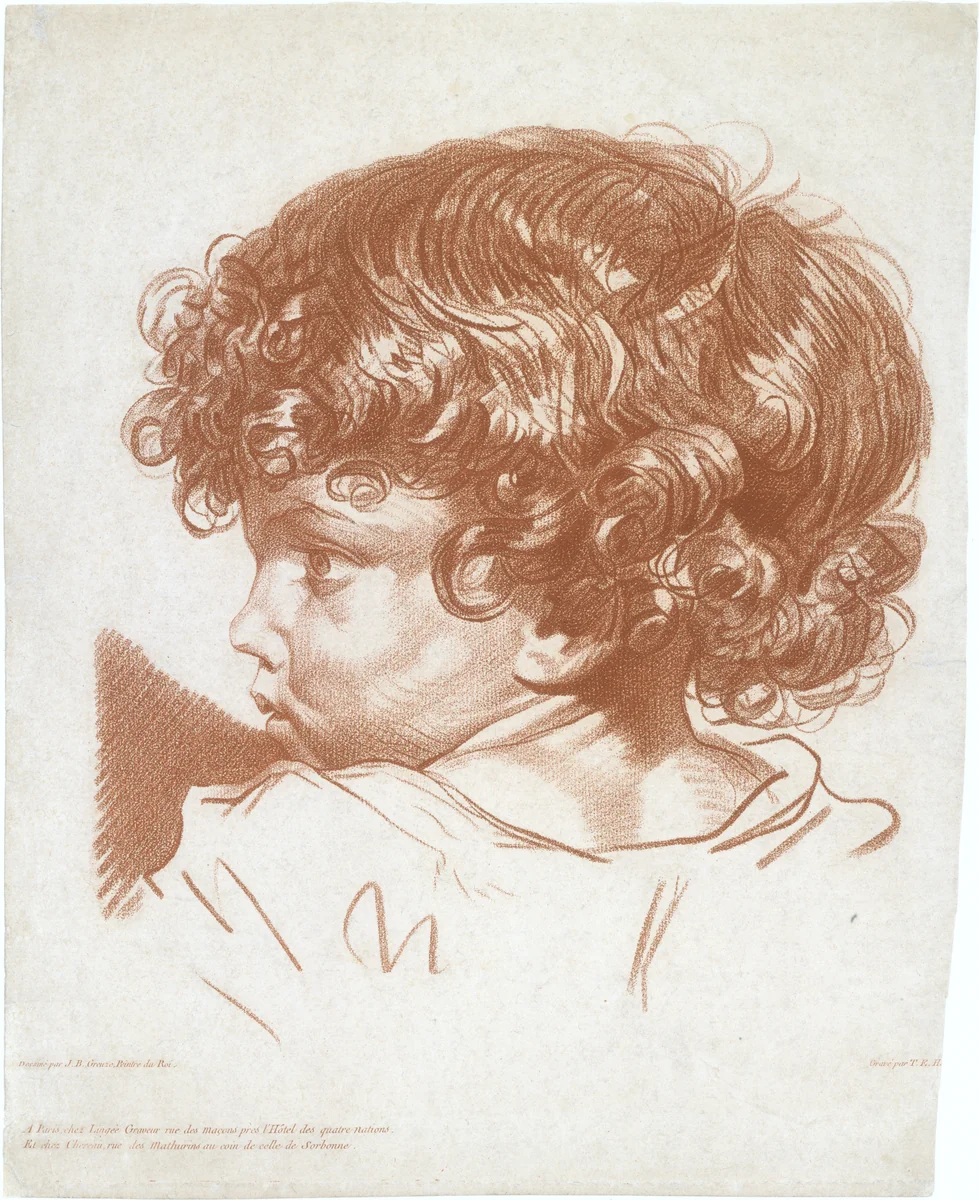 Study, Head of a Boy by Therèse Éléonore Lingée, print, 1772-1782
