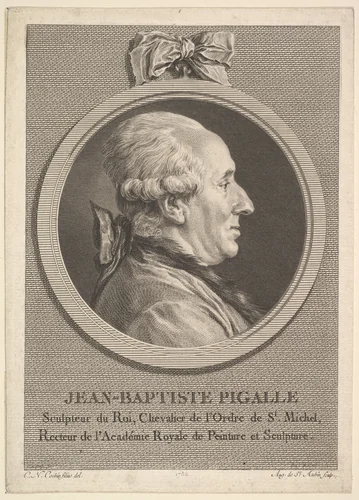 Portrait of Jean-Baptiste Pigalle by Augustin de Saint-Aubin, print, 1782