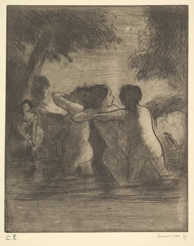 Four Bathers by Camille Pissarro, print, 1895