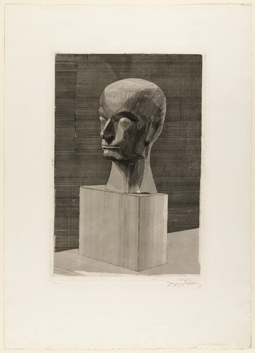 Baudelaire with a Pedestal (Baudelaire avec le socle) by Jacques Villon, print, 1920