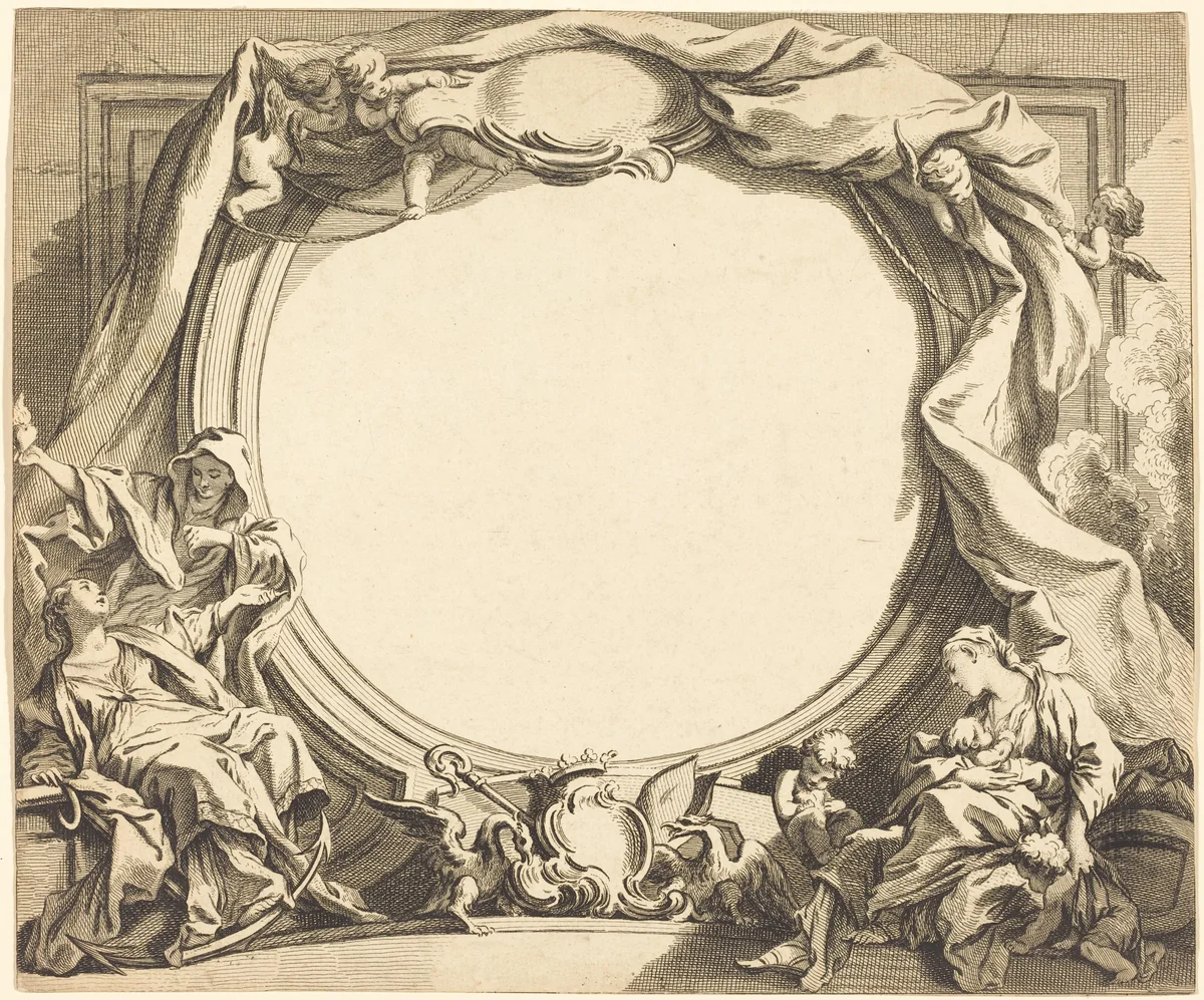 Faith and Charity by Gabriel Huquier, print, 1695-1772