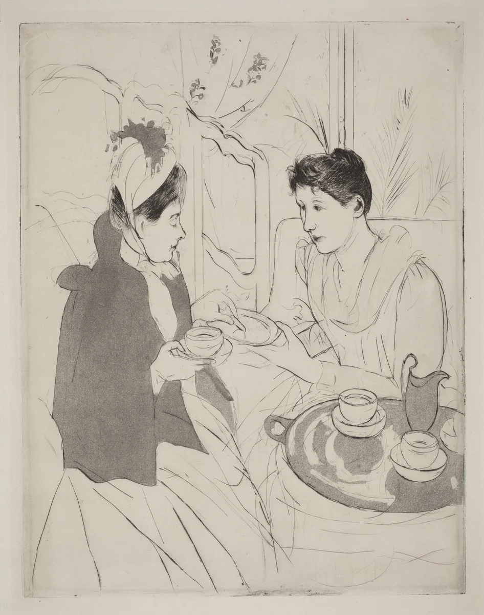 Afternoon Tea Party by Mary Cassatt, print, 1890-1891