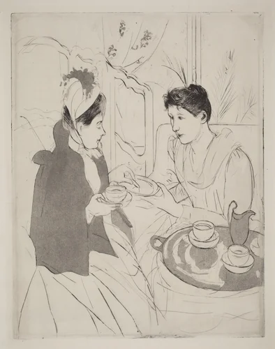 Afternoon Tea Party by Mary Cassatt, print, 1890-1891