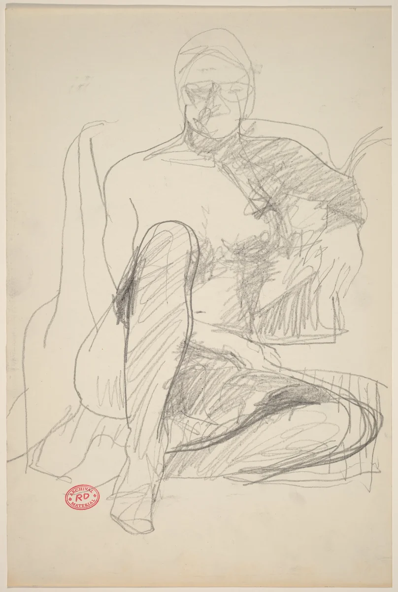 Untitled [seated woman with raised knee] by Richard Diebenkorn, drawing, 1955-1967
