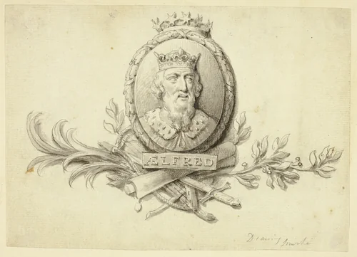 Design for Medallion of King Alfred by Robert Smirke, drawing, 1801-1867